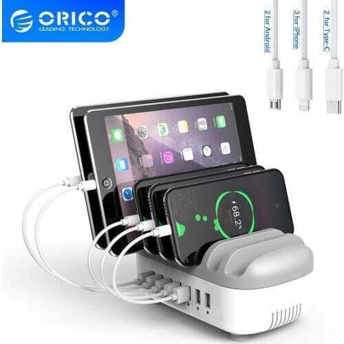 ORICO USB Charger Station with Free 7 USB Cable 70W 5V2.4A*7 USB Desktop Charger for iphone pad Kindle