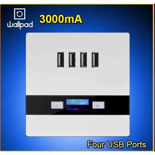 Hot selling 110-250V White 4 Ports 5.0V USB Outlet Power Charger 3.0,4 USB Wall Socket 3000ma, 86 Standard Free Shipping