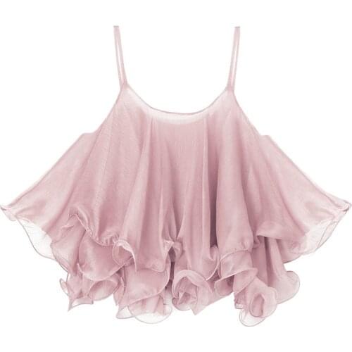 PERHAPS U White Black Brown Pink Chiffon Sleeveless Solid Tank Camis Tops Women Female B0308