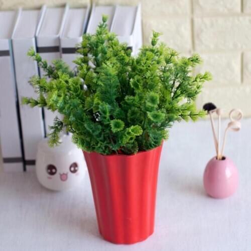 1 Bouquet Artificial Mimosa Plastic Green Plant Home Office Shop Decoration
