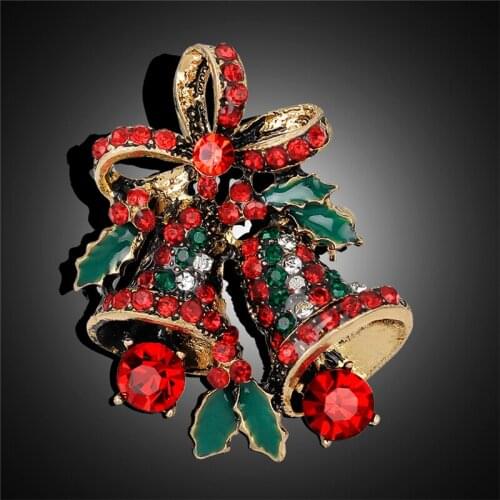 1pc Fashion Christmas Rhinestone Cute Christmas Bell Brooch Pin Xmas Gift Party