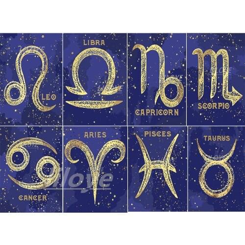 12 Zodiac Sign 5D DIY Diamond Painting Art Full Square Round Constellation Mosaic Embroidery Cross Stitch Kit Room Decor DF657