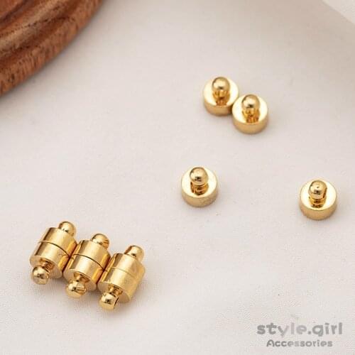 18K Real Gold Plated Copper Metal Magnetic Clasps 18K Magnet Buckle 2pcs For DIY Bracelets Necklace Making Jewelry Accessories