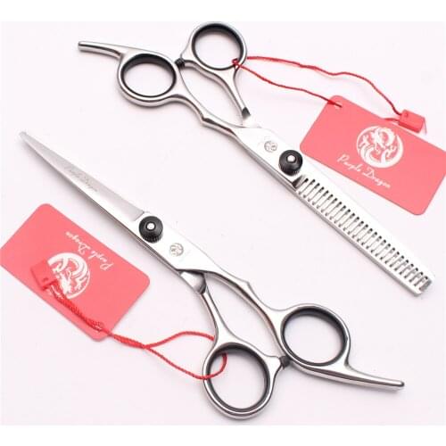 2Pcs Professional 17.5cm 6 inch Professional Human Hair Scissors Hairdressing Cutting Shears Thinning Scissors Barber