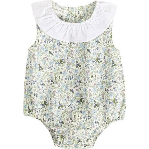 Summer Baby Girls Bodysuits Cotton Clothes Floral Newborn Baby Clothing Cute Sleeveless Romper Infant Jumpsuit