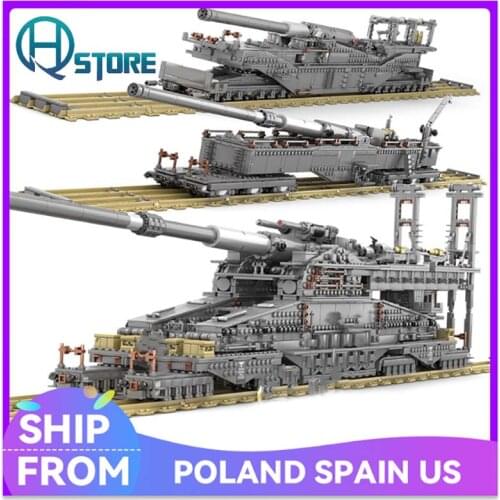3846PCS Military German Dora Railway Gun Building Blocks Leopold Train Cannon Tank Weapons Army Bricks Toys For Children Gifts