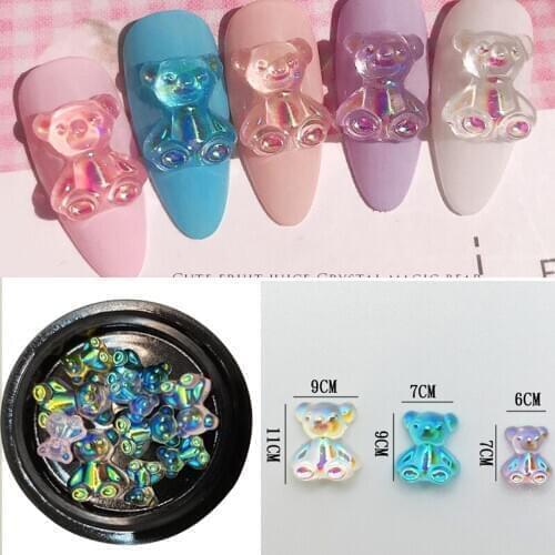 3D Nail Art Decorations Crystal Shell Rhinestones Flower Illusion Aurora Butterfly Bear Jewelry Nail Gems Glitter Manicure Tools