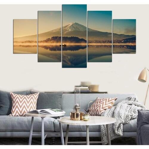 5 Pieces of Wall Living Room Home Decoration HD Printing Lake View Mountain Oil Painting Art Landscape Poster Without Frame