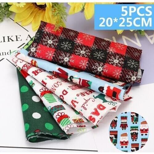 5pcs/lot Floral Cotton Fabric Christmas Series Assorted DIY Sewing Quilting Patchwork Needlework Handmade Printed Cloth 20x25cm