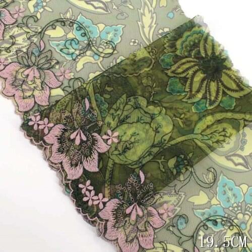 60Yards Delicate Embroidery Lace Trim Mesh Fabric Ribbon Edge Green Tulle Pink Flowers Sewing Accessories DIY Garment Curtain
