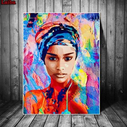 Daimond Painting 5D Full Square Round abstract figure african woman Diamond Rhinestone Embroidery Crystal Cross Stitch Mosaic