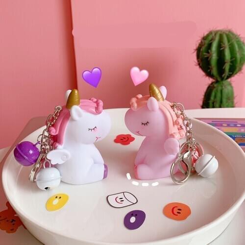 Cute unicorn Soft Doll Keychain Car Key Ring Key Chain Jewelry Silicone unicorn Keychains for Women Bag Charm Trinket