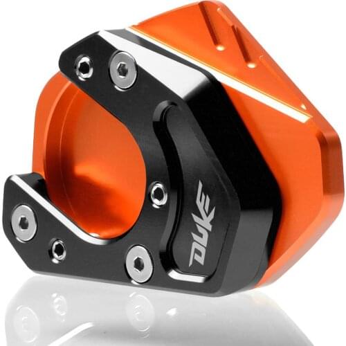 CNC Aluminum Motorcycle Side Stand Enlarger Kickstand Enlarge Plate Pad Accessories for KTM Duke 125 200 390 690 SMC DUKE LOGO
