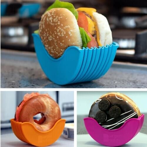 Burger Holder Donuts Press Beef Patty Mould Hamburger Bun Shell Silicone Burger Fixed Box Durable Kitchen Tool