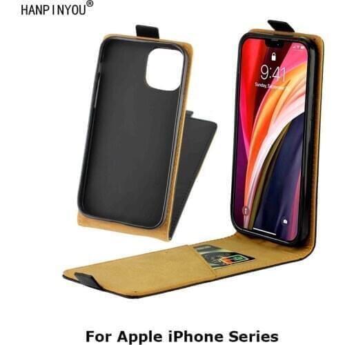 For Apple iPhone 12 mini 11 Pro Max SE 2020 7 8 Plus Vertical Open Flip TPU Leather Down Up Case Card Insert Slot Wallet Cover