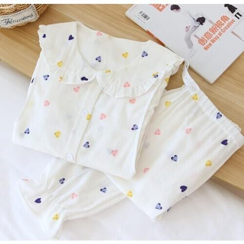 Fdfklak Lovely Pregnant Women Postpartum Nursing Cotton Pajamas Set 2021 Spring Long Sleeve Breastfeeding Shirts+Trousers