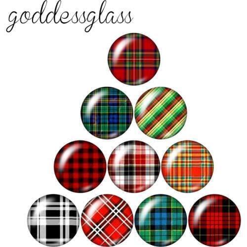 Beauty patterns Plaid flowers dots patterns 10pcs 12mm/18mm/20mm/25mm Round photo glass cabochon demo flat back Making findings