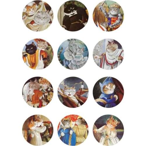 10mm 14mm 16mm 12mm 20mm 25mm 381 12pcs/lot Cat Mix Round Glass Cabochons Jewelry Findings 18mm Snap Button Charm Bracelet