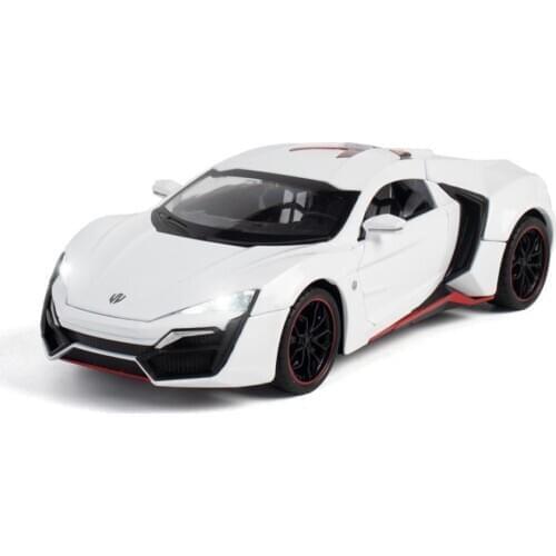 Simulation Hot 1:24 scale vehicle wheels W Motors Lykan Hypersport metal model diecast super sport car pull back toy light sound