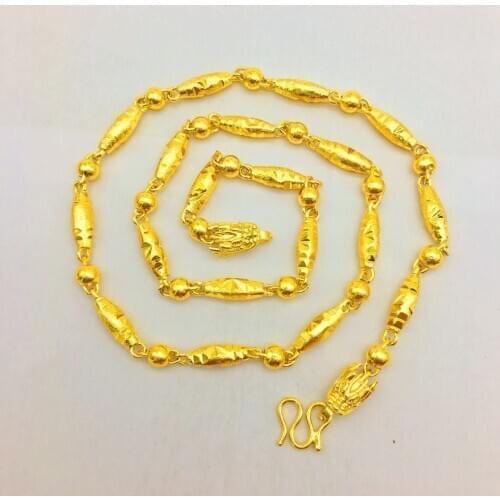 FASHION MEN AND WOMEN NECKLACE 14K GOLD 6N SMOOTH FLOWER OLIVE BEAD NECKLACE FOR WEDDING ENGAGEMENT ANNIVERSARY JEWELRY GIFTS