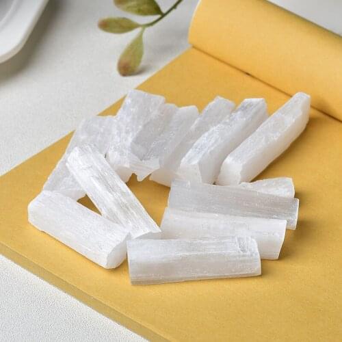 Natural Healing White Selenite Crystal Gypsum Wand Stick Piece Reiki Raw Aura Rough Stone Mineral Specimen DIY Collectible Gift