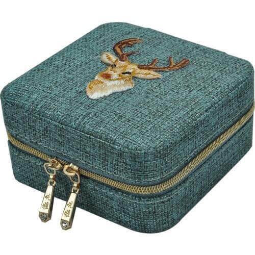 New Linen Box Multifunction Necklace Ring Earings Bracelet Storage Box Organizer Girl Gift
