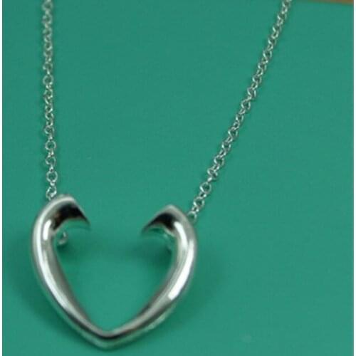 925 Silver Open Heart Pendant Necklace For Women Engagement Wedding Charm Jewelry Gifts