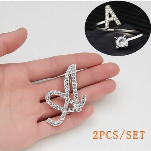 Rinhoo Personality A-Z Initial Letters Rhinestone Brooch For Women Clothing Bag Jewelry Silver Color Alphabet Lapel Pins