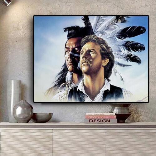 Native Indian Feather Headdress Man Portrait Canvas Art Scandinavian Posters and Prints Wall Picture for Living Room