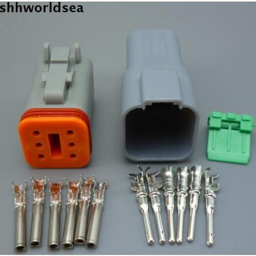Shhworldsea 2Sets 6 Pin Waterproof Electrical Wire Connector Plug Automotive Marine DT06-6S AND DT04-6P