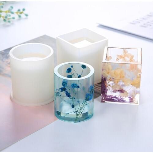 Silicone Mold Epoxy Resin DIY Pen Container Organizer Square Round Storage Holder Silica Molds Crafts Jewelry Clay Molds