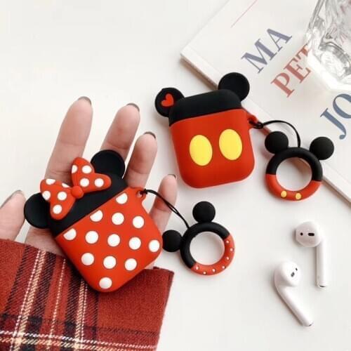 Disney Mickey Minnie Cute Square Cartoon Silicone Wireless Bluetooth Headset Anti-drop Protective Case Suitable for AirPods 1/2