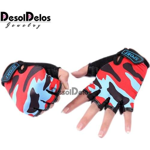Cute Children Gloves Outdoor Sports Luvas For 4-12 Years Luvas Boys Girls Half Finger Sky Pattern Fingerless Mittens