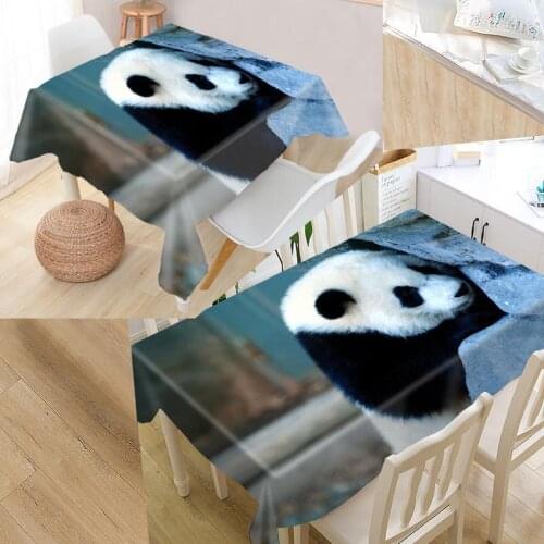 Custom Giant Panda Table Cloth Oxford Fabric Rectangular Waterproof Oilproof Table Cover Family Party Tablecloth