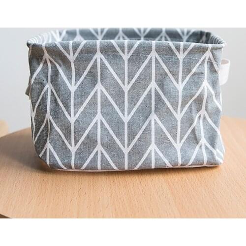 Foldable Desktop Sundries Storage Box Underwear Cosmetic Organizer Jewelry Scarf Socks Storage Bins Printing Linen Cabinet