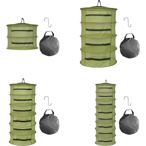 T5EF 2/4/6/8 Layers Herb Drying Rack Basket Net Seed Flower Bud Weed Tea Shelf Folding Mesh Hanging Plant Dryer Organizer