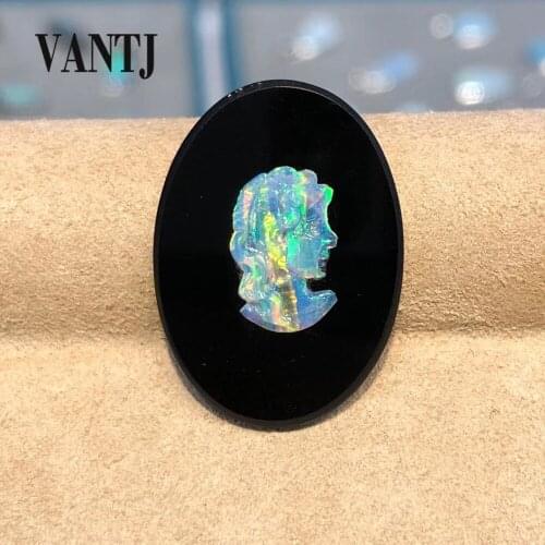 VANTJ Real Natural Opal Loose Gemstone Black Agate Beauty Head Origin Australia DIY Jewelry Women Party Gift Wholesale