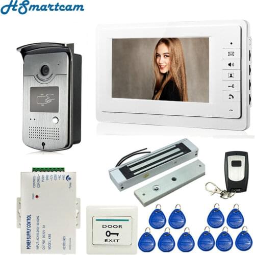 Wired 7 inch Video Door Phone Intercom Entry System 1 Monitor + 1 RFID Access HD Camera + Electric Magnetic Lock Access Control