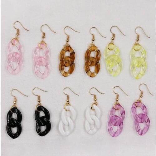 Potosala Acrylic Long Chain Dangle Earrings For Women Colorful Transparent Link Chain Drop Earrings Fashion Cute Jewelry Gifts