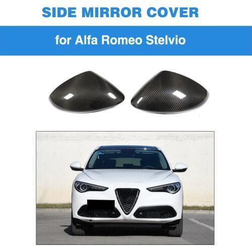 Add on Style Mirror Cover for 2017 2018 Alfa Romeo Stelvio Carbon Fiber Side Mirror Caps 1 pair