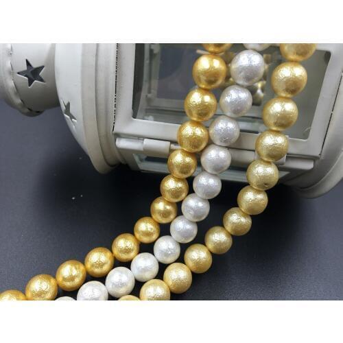 10MM 76Pcs=2srtands/pack Cockles Shell Powder & Dyeing Pearl Loose Strands Diy Jewelry Beads