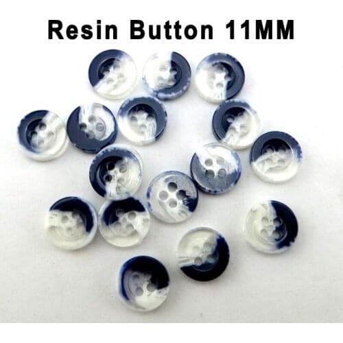 100PCS 11MM Deep Blue Shirt RESIN Button Decoration Coat Kids Sewing Clothes Accessory Round White Sweater Buttons Fits R-380