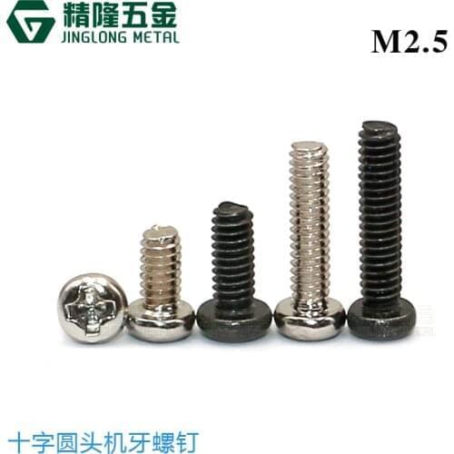 100pcs PM2.5 * 3/4/5/6/8/10/12/12.5/14/ Nickel Plated Cross Recessed Round Pan Head Pm Screws Phillips Screws