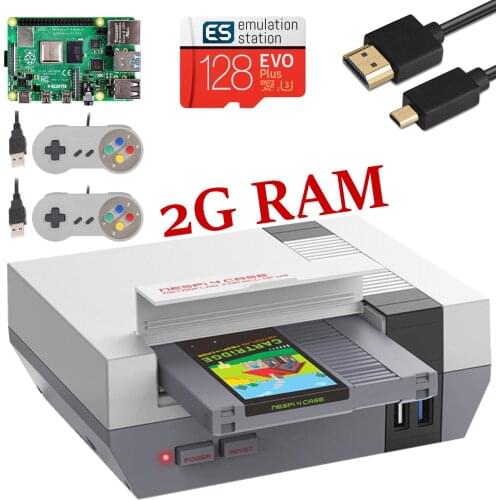 128G NESPi 4 Case For Raspberry Pi 4 2G Ram Retro Arcade Game Console Full Kit Retroflag with Safe Shutdown 10,000+ Games P&P