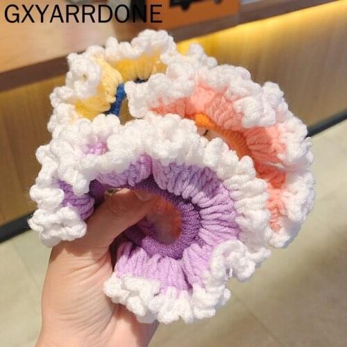 20Pcs Wave Point Children Hair Rope Women Girls Hair Accessories Scrunchie Elastic Hair Bands Rubber Knitting Flower Headwear