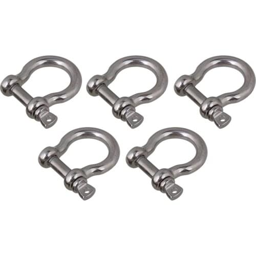 5Pcs M6 Silver 304 Stainless Steel Rustproof Screw Pin Anchor Bow Shackle Clevis European Style