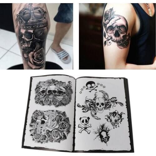 76 Pages Selected Skull Design Sketch Flash Book Tattoo Art Supplies A4 New