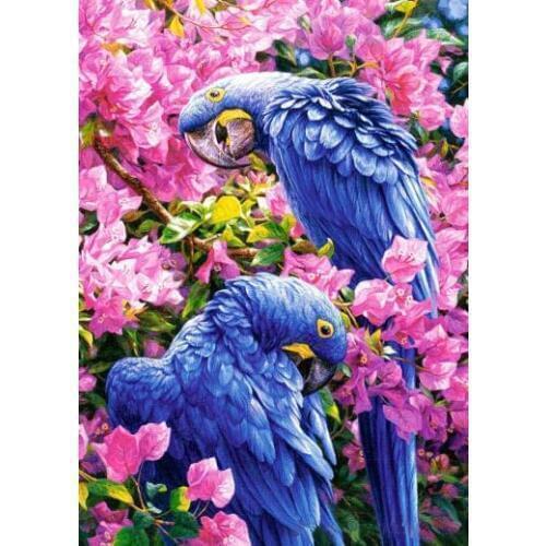 Diamond embroidered flowers with two parrots, cross stitch, 2017 DIY 5D full diamond paintings, home decorations