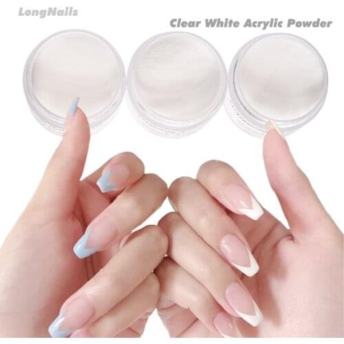 1fl.oz Base Clearwhite Acrylic Powder (Soft White) Clear Powder Extension Pure White Pigment Curved Building Fake Nails Acrylics