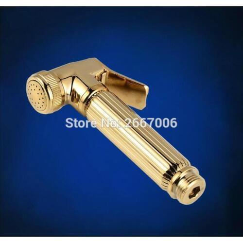 Free shipping Luxury Shower Head Golden Bidet Faucet Hand Held Pet Bath Sprayer Toilet Faucet Spray House Cleaning Tools GI144